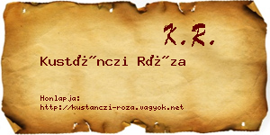 Kustánczi Róza névjegykártya